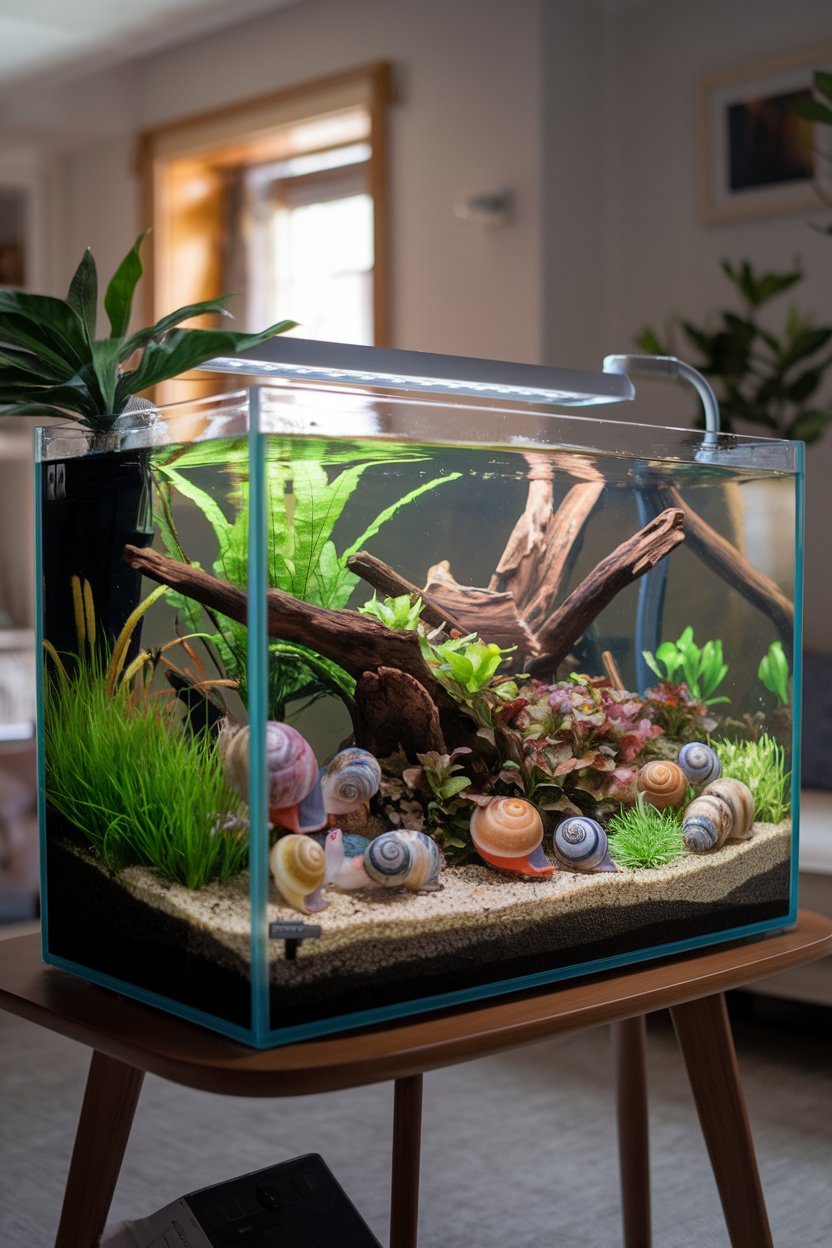 Mystery Snail Tank with Peaceful Fish